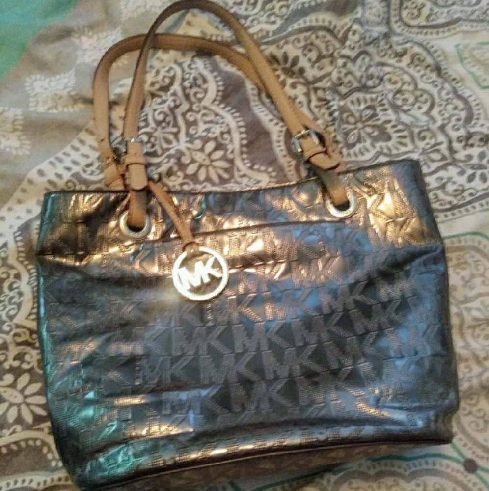 Silver Michael Kors Tote Bag
